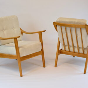 Paire de fauteuils Knoll antimott 1960s vintage en bois de hêtre (sold)