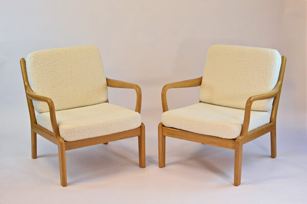 Paire de fauteuils vintage L. Olsen & Son en chêne (sold) – Image 5
