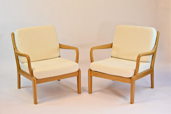 Paire de fauteuils vintage L. Olsen & Son en chêne (sold) – Image 4