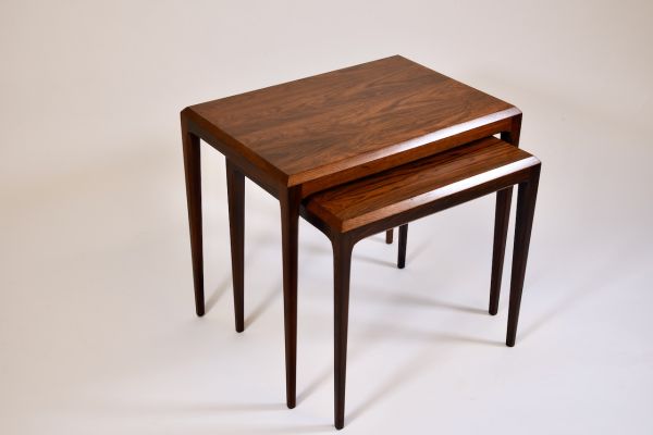 TABLES GIGOGNE VINTAGE POUR LE CFC CHRISTENSEN DE SILKEBORG, JOHANNES ANDERSEN PALISSANDRE DANEMARK 1960